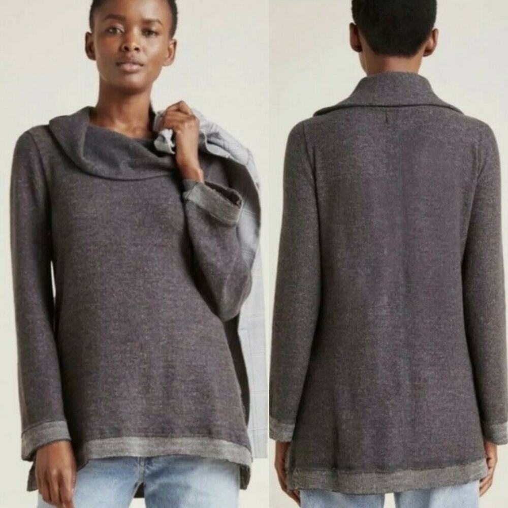Maeve Anthropologie Risa Hacci cowlneck top gray NWT
